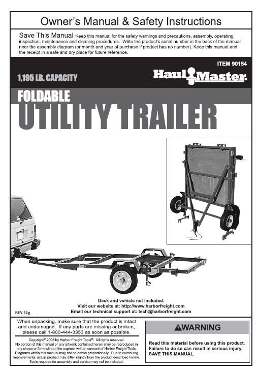 Haul Master Trailer Assembly Instructions